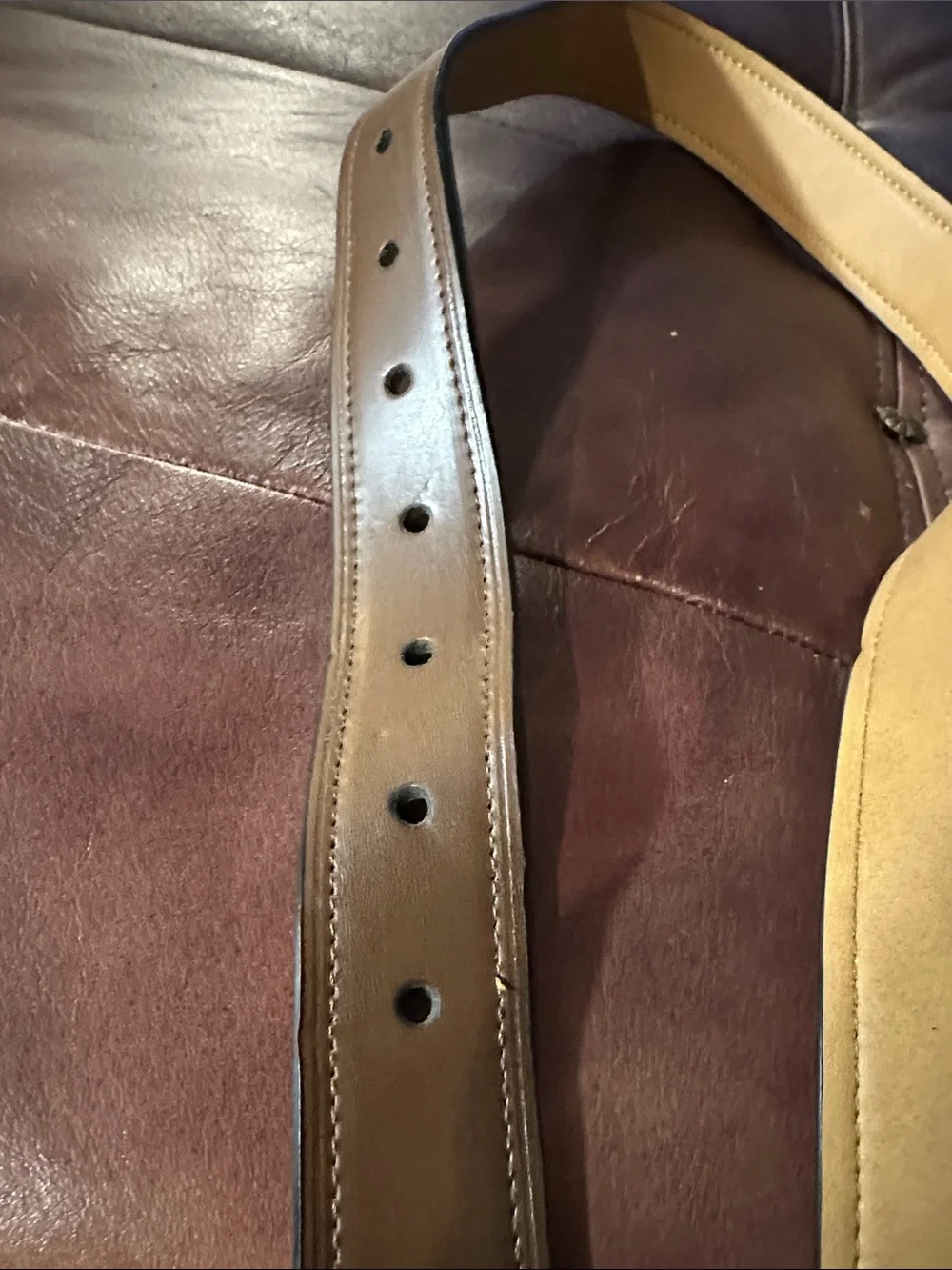 Stafford Brown faux Leather Belt with Brass-Tone Buckle